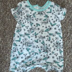 Disney Baby “stitch” graphic kangaroo pocket shortall romper size 18 Months